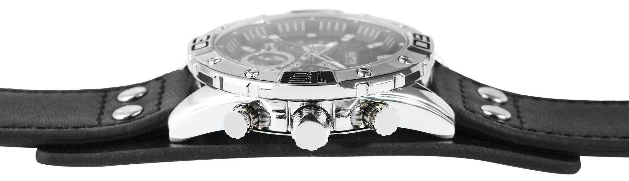 Raptor Limited Chronograph mit Echtlederband, schwarz