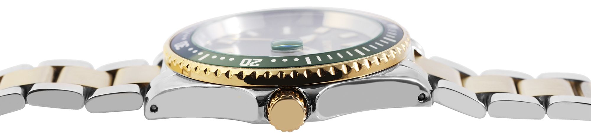 Raptor Herrenuhr "Serious" mit Edelstahlband, Ø 43 mm, bicolor/ grün