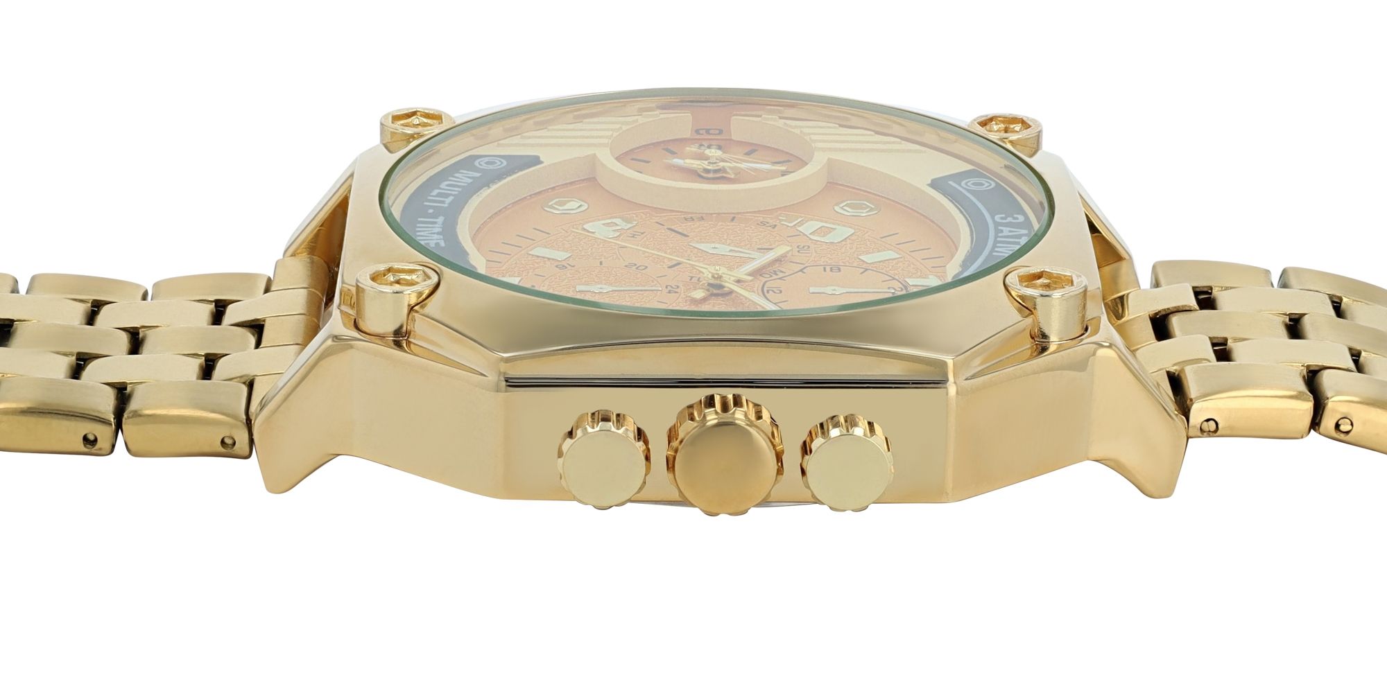 Raptor Herrenuhr "Magnus" mit Edelstahlarmband, Multi-Time, goldfarben