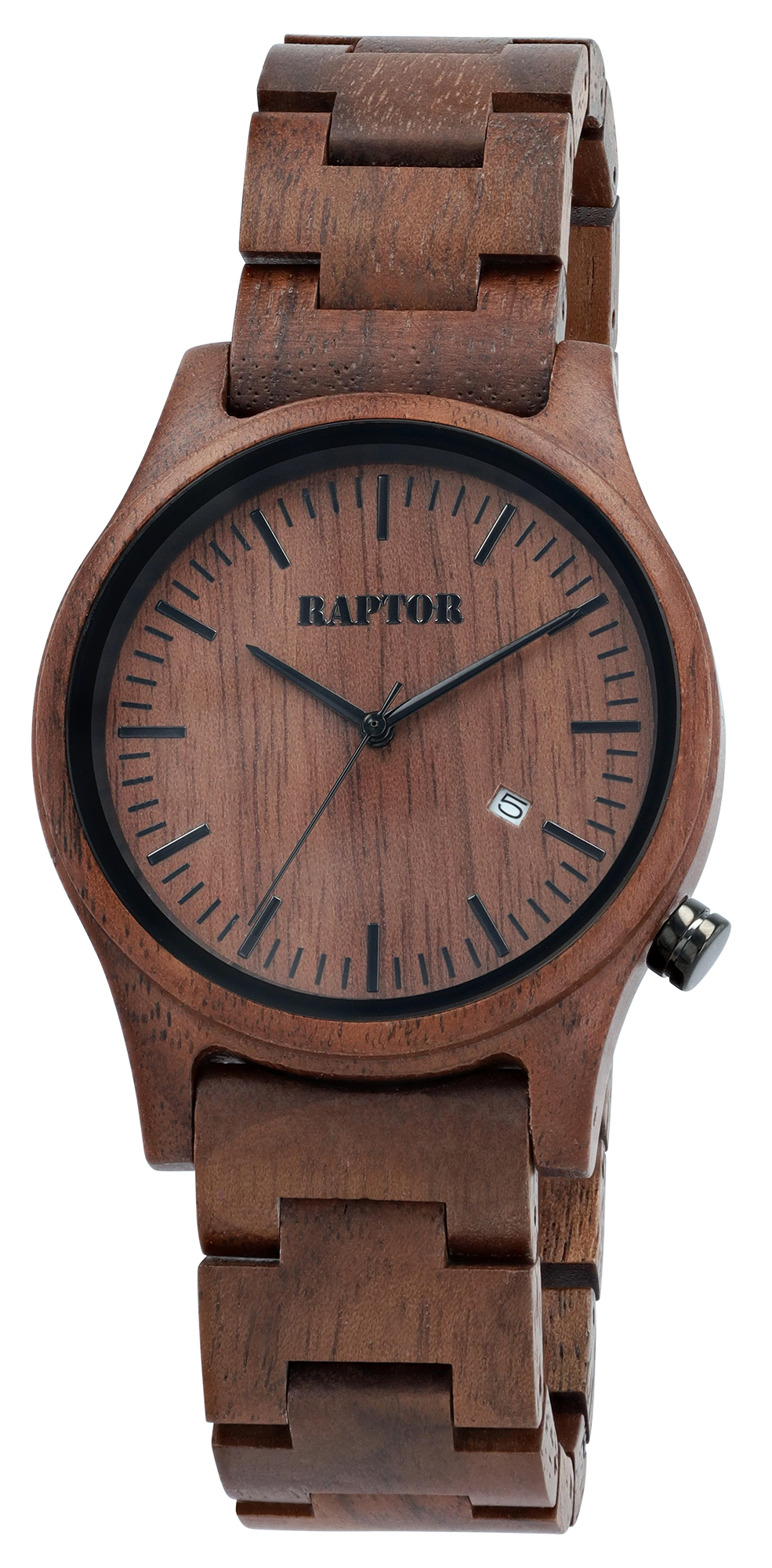 Raptor Herrenuhr "Pirate" aus Walnussholz, Ø 41 mm