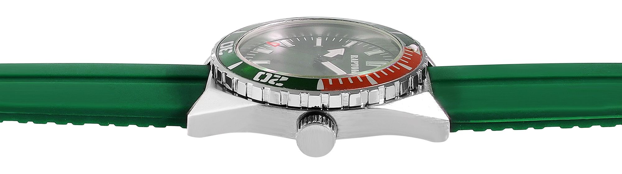 Raptor Herrenuhr "Jett" mit Silikonarmband, drehbare Lünette, Datumsanzeige, 5 ATM, grün