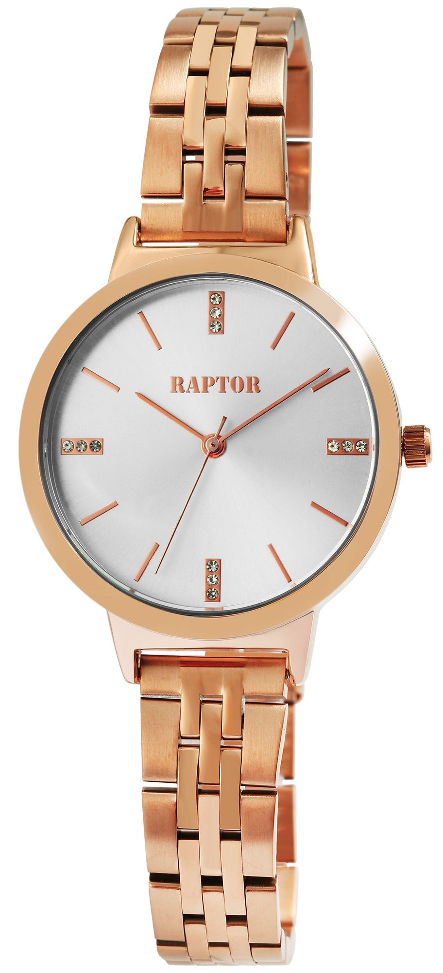Raptor Damenuhr "Fleur" mit Edelstahlarmband, roségoldfarben