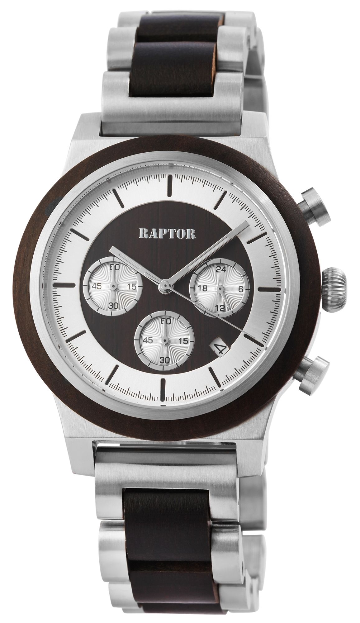Raptor Limited Herrenchronograph "Brios" aus Edelstahl und dunkelbraunem Sandelholz