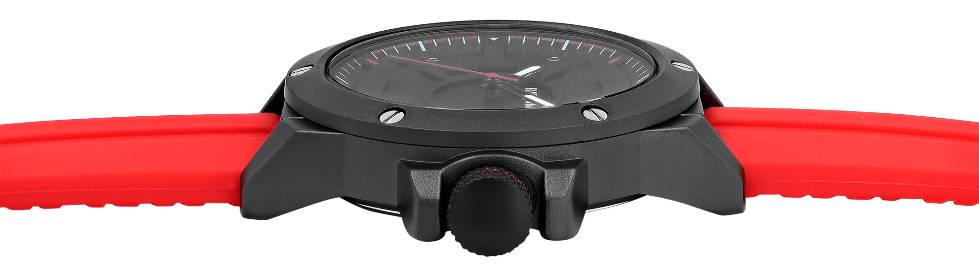 Raptor Herrenuhr "Ramon" mit Silikonband Ø 46 mm, rot/ schwarz