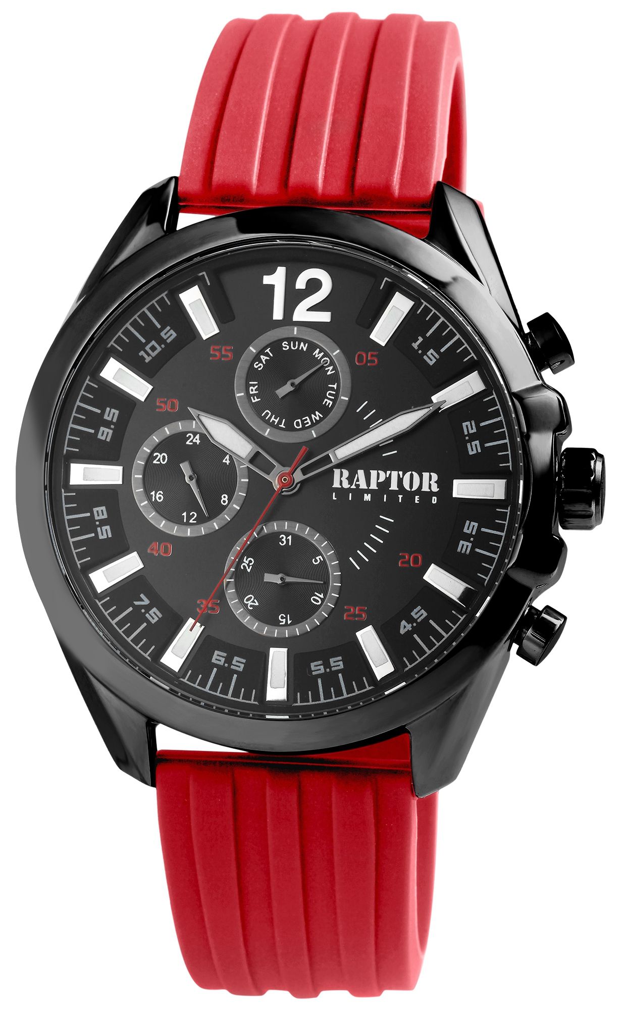 Raptor Limited Herrenuhr "Arman" mit Silikonarmband, rot