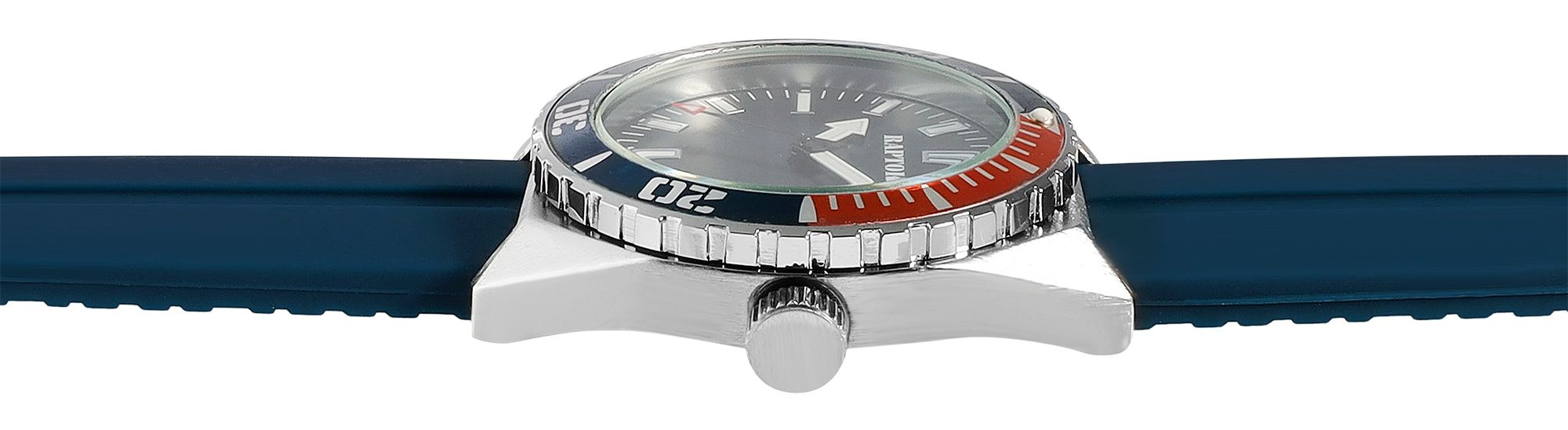 Raptor Herrenuhr "Jett" mit Silikonarmband, drehbare Lünette, Datumsanzeige, 5 ATM, blau