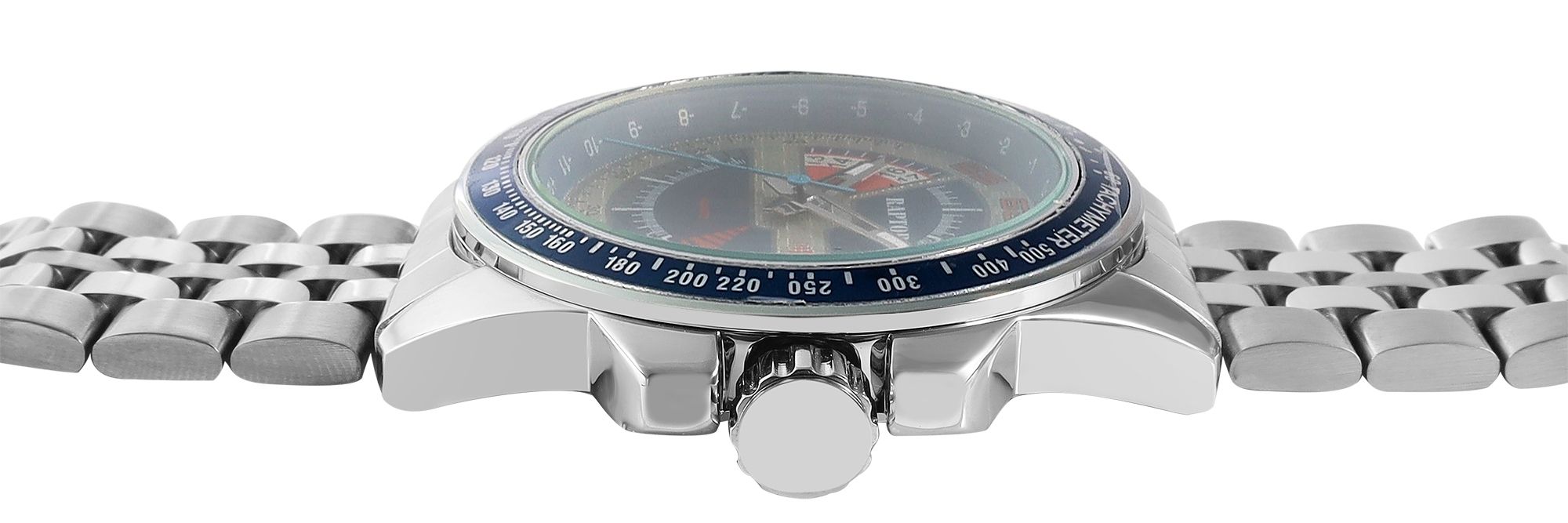 Raptor Herrenuhr "Elarian" mit Edelstahlarmband, Datumsanzeige, 5 ATM, silberfarben/blau
