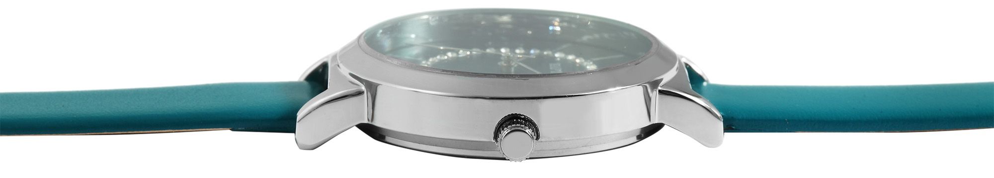 Raptor Damenuhr "Lieke" mit Echtlederarmband, petrol/silberfarben