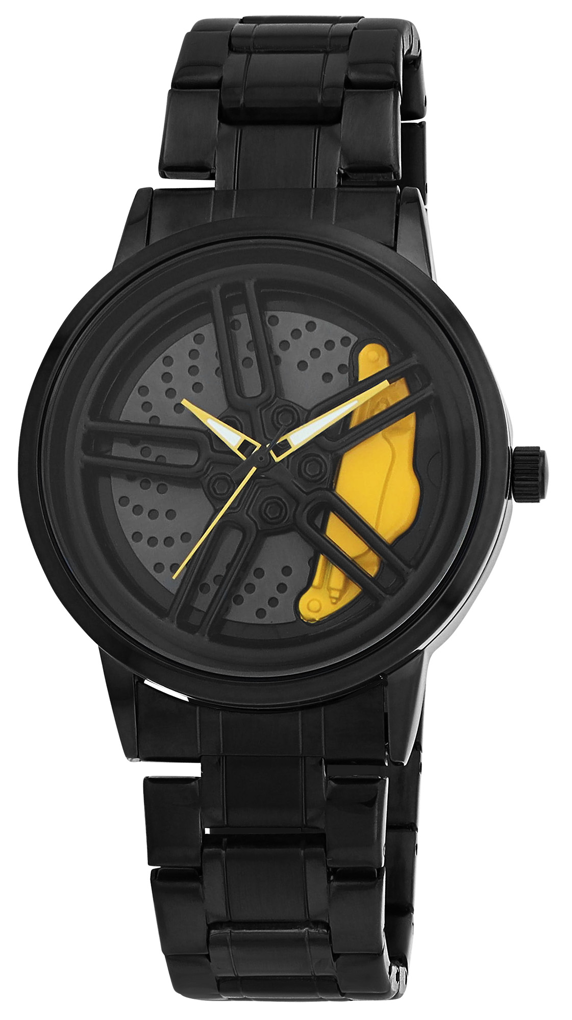 Raptor Herrenuhr "Kurt" mit rotierender Felge und Edelstahlband, Ø 42 mm, 3 ATM