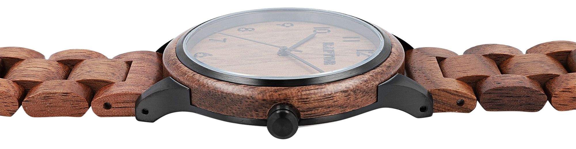 Raptor Herrenuhr "Cedric", Walnussholzarmband und -gehäuse mit Edelstahl