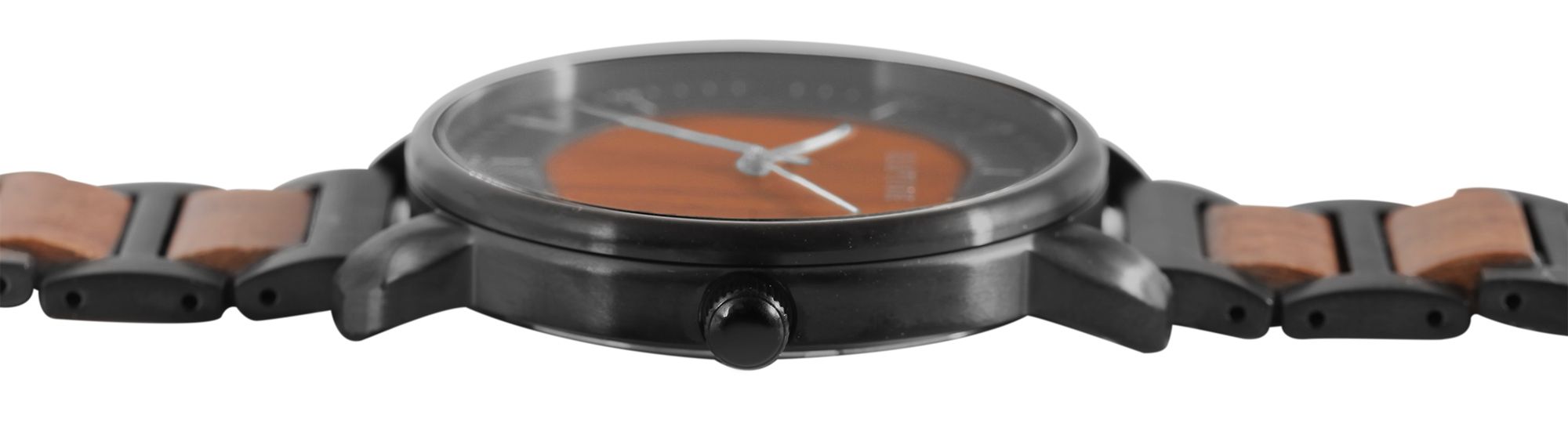 Raptor Herrenarmbanduhr "Lias" aus Edelstahl und Walnussholz
