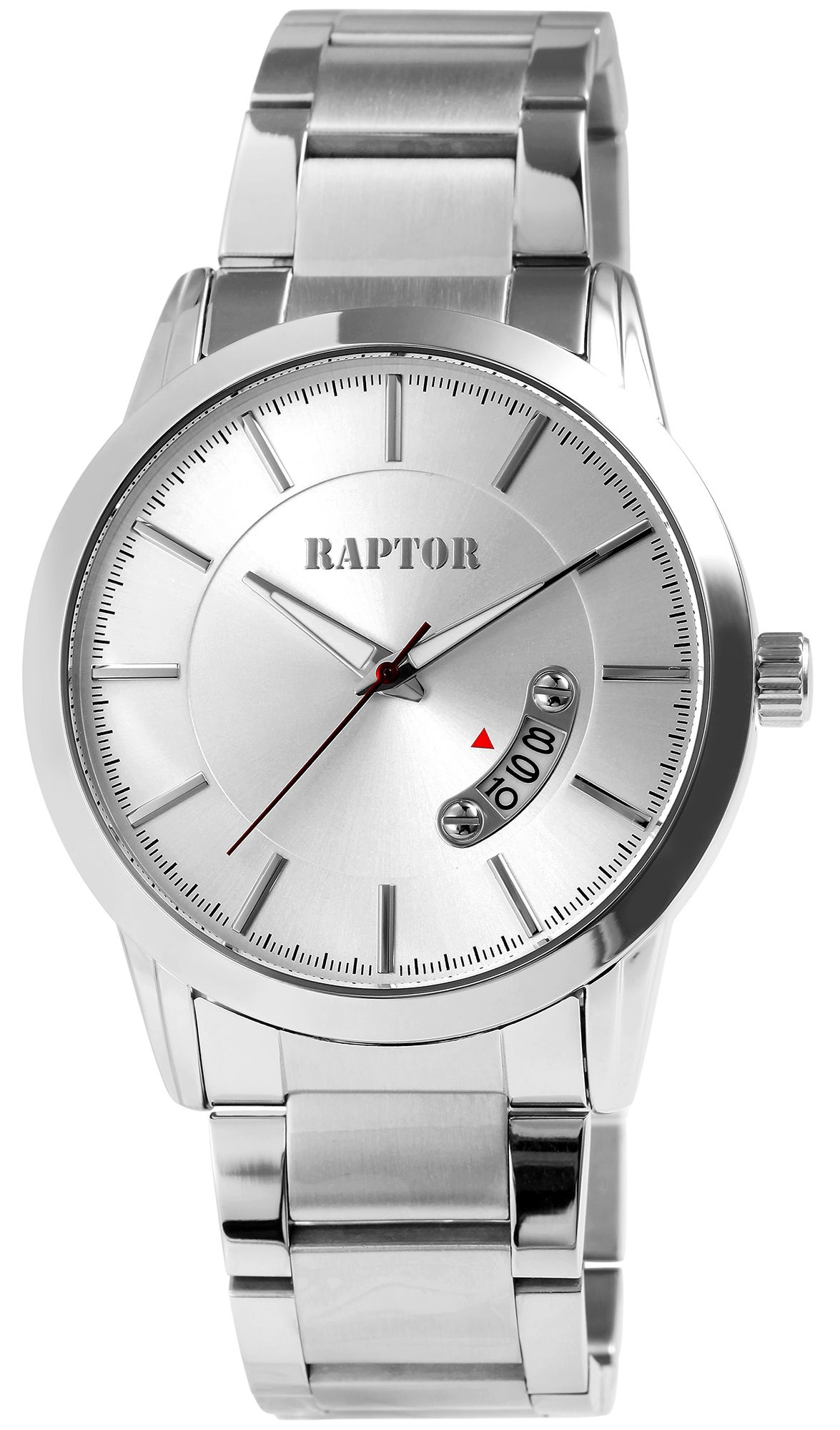 Raptor Herrenuhr "Karlton" mit Edelstahlarmband, Datumsanzeige, silberfarben