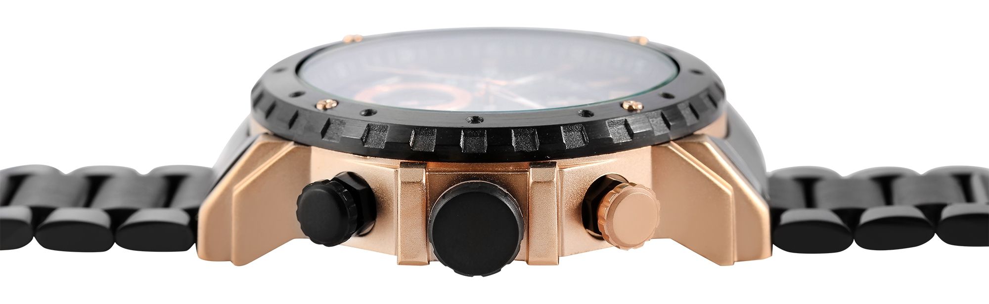 Raptor Limited Herrenchronograph "Alan" mit Edelstahlarmband, schwarz/roségoldfarben