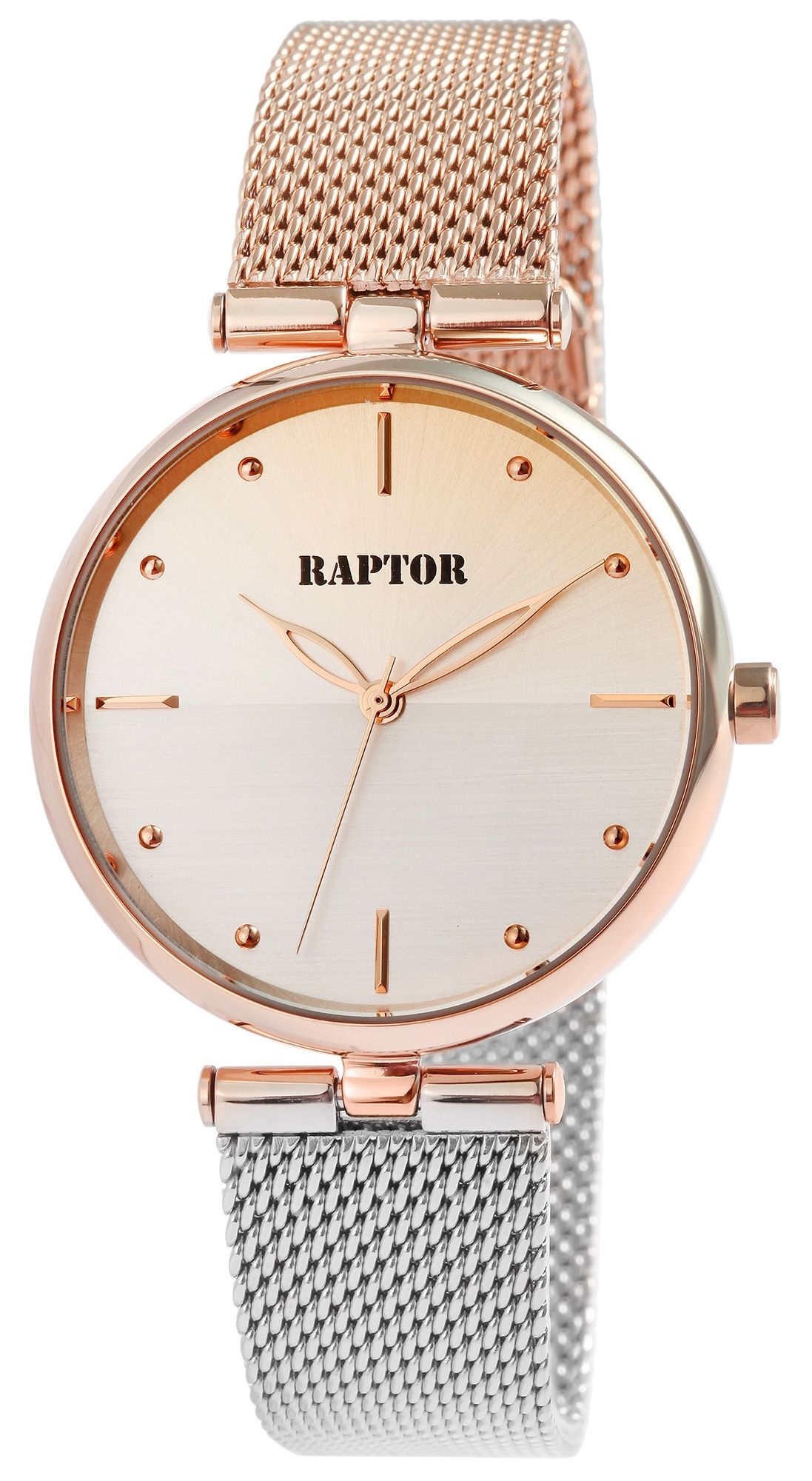 Raptor Damenarmbanduhr "Tinna" Milanesearmband, silber,-roségoldfarben