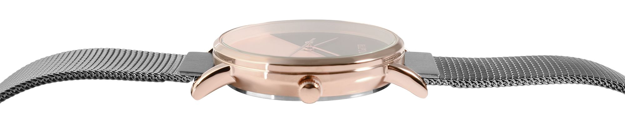 Raptor Damenarmbanduhr "Viatrix" Milanesearmband, zweifarbiges Zifferblatt, roségoldfarben/grau