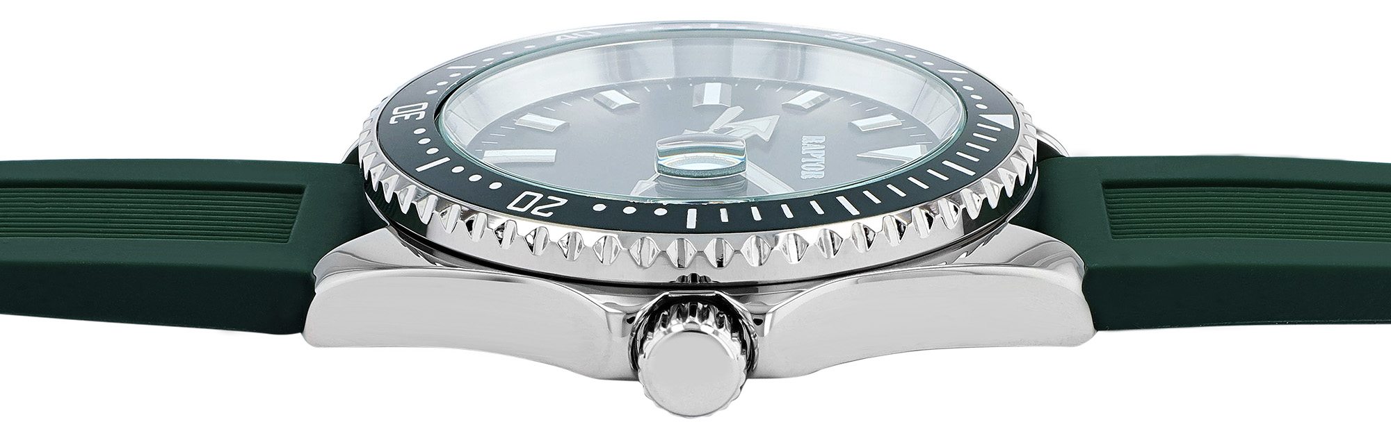 Raptor Herrenuhr "Flex" mit Silikonband, Ø 43 mm, grün/ silberfarben