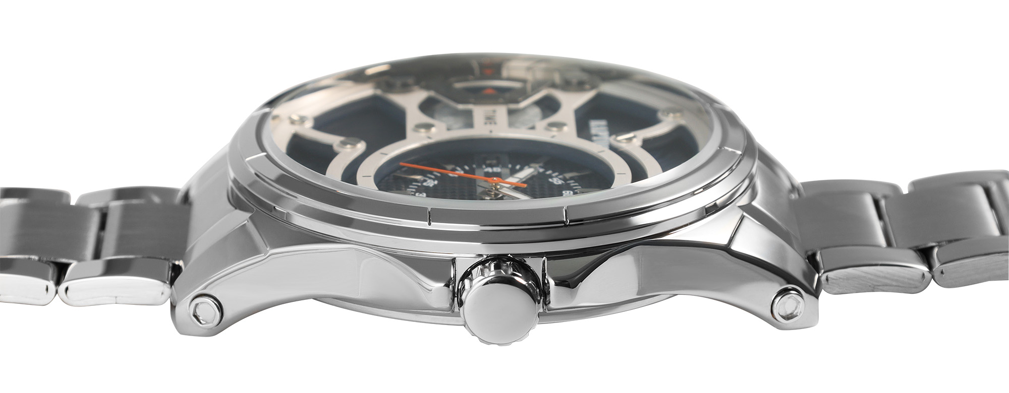 RAPTOR Herrenuhr "Gabriel" mit 2 Uhrwerken, Edelstahlband, 3ATM, silberfarben/ Blau