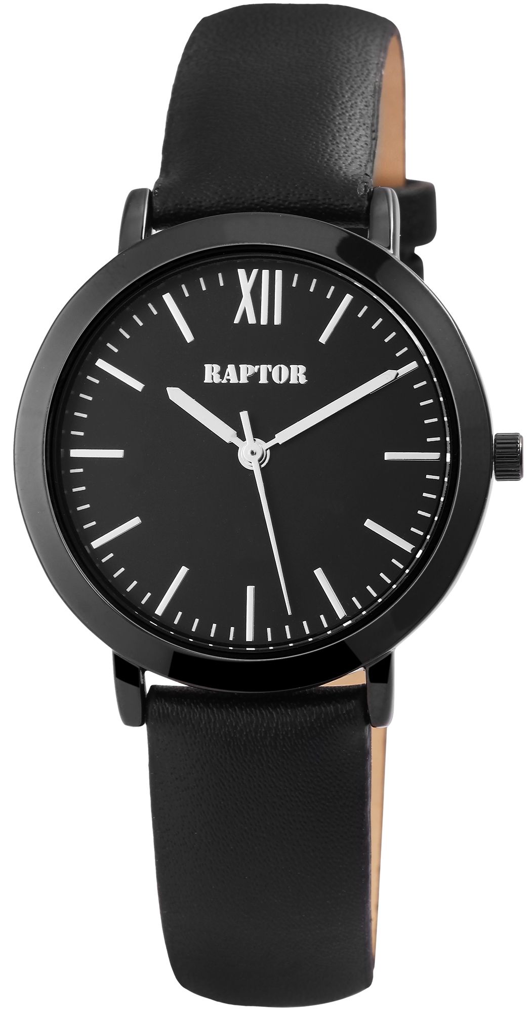 Raptor Damenuhr "Gesina" Echtlederarmband schwarz