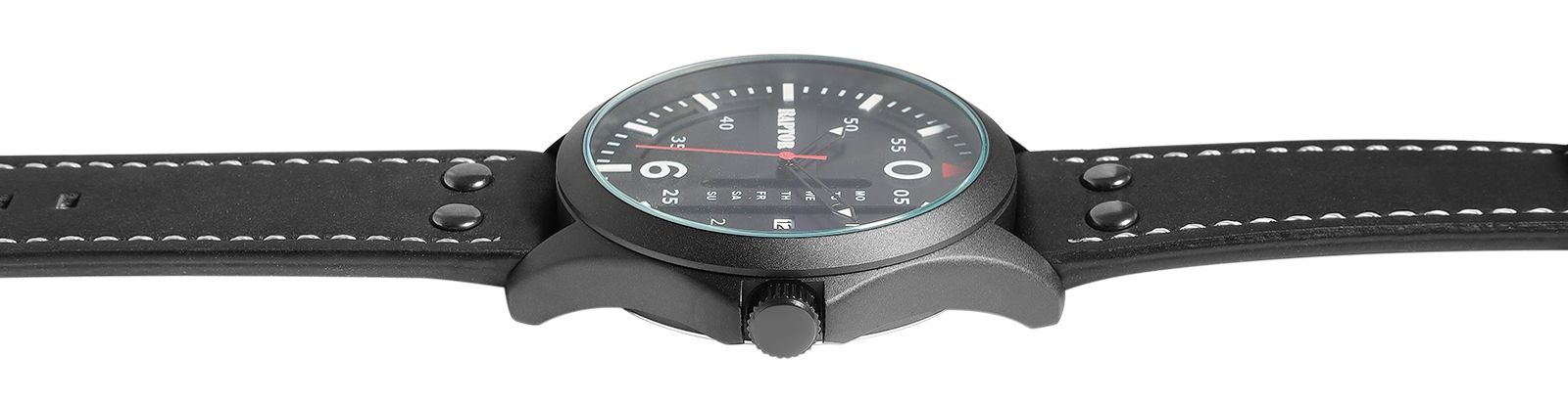 Raptor Herrenuhr "Damir" mit Echtlederarmband, schwarz