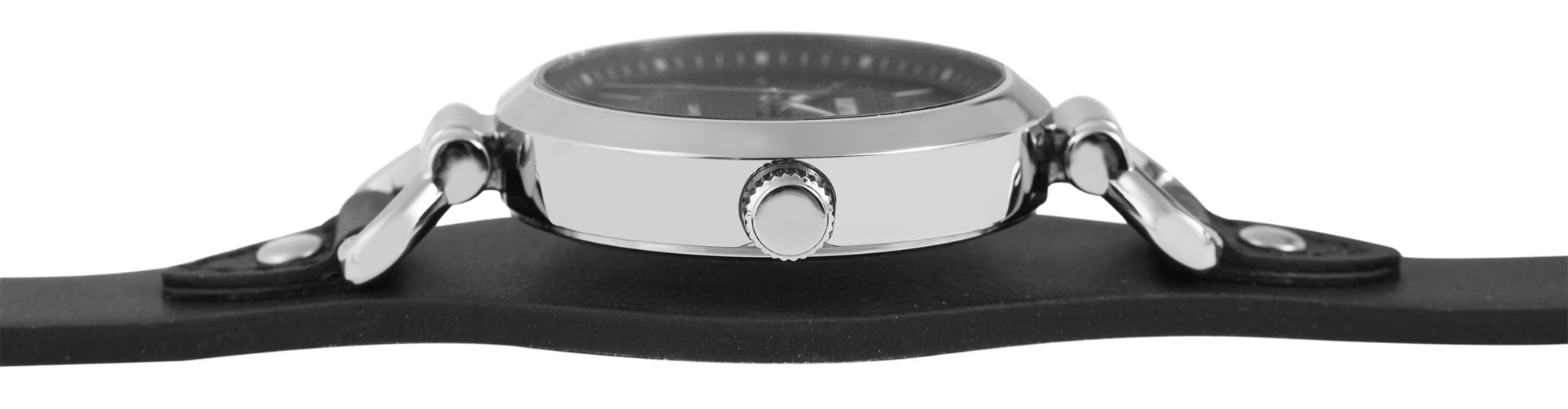 Raptor Damenuhr "Classic" Echtlederarmband, schwarz/silberfarben