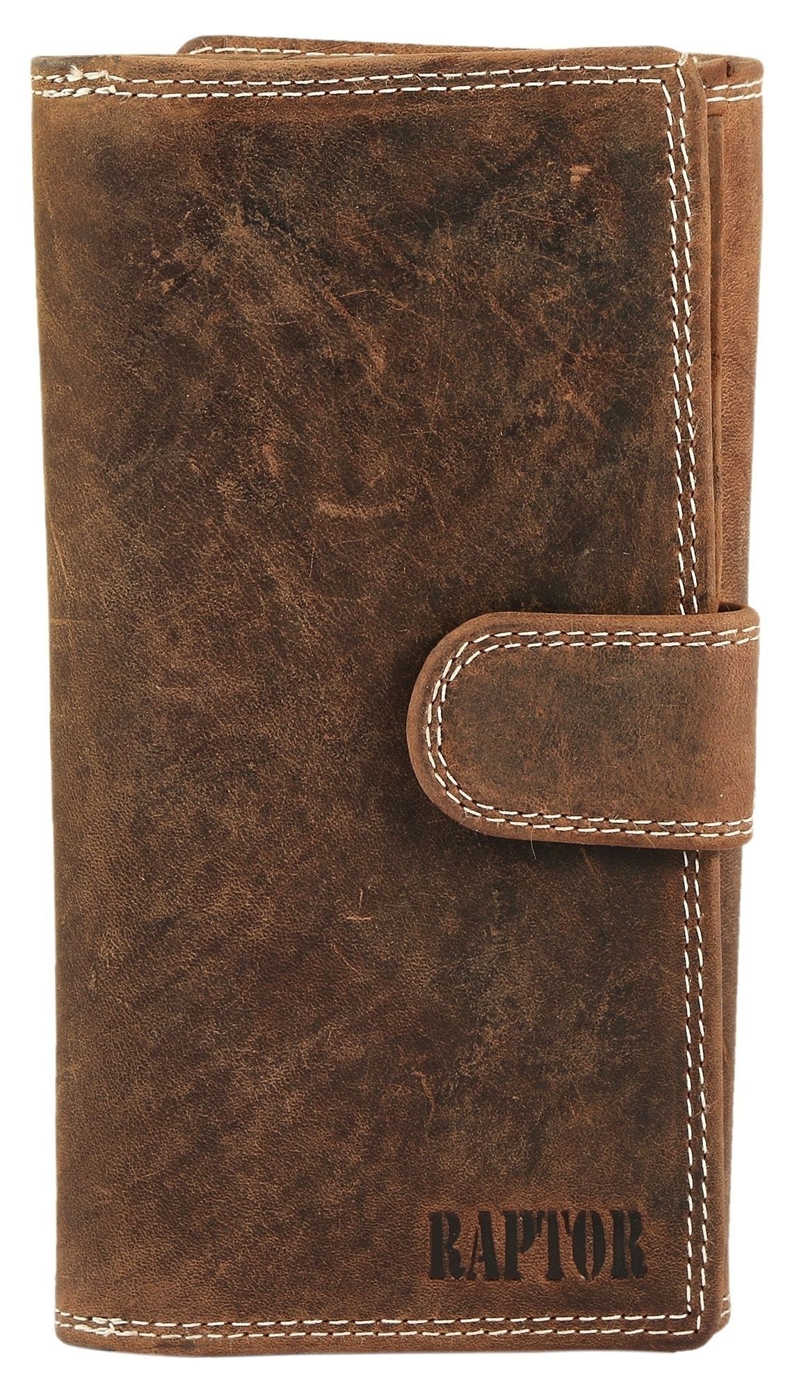 Damen Geldbörse aus Echtleder in braun. Format 18 x 10 cm.