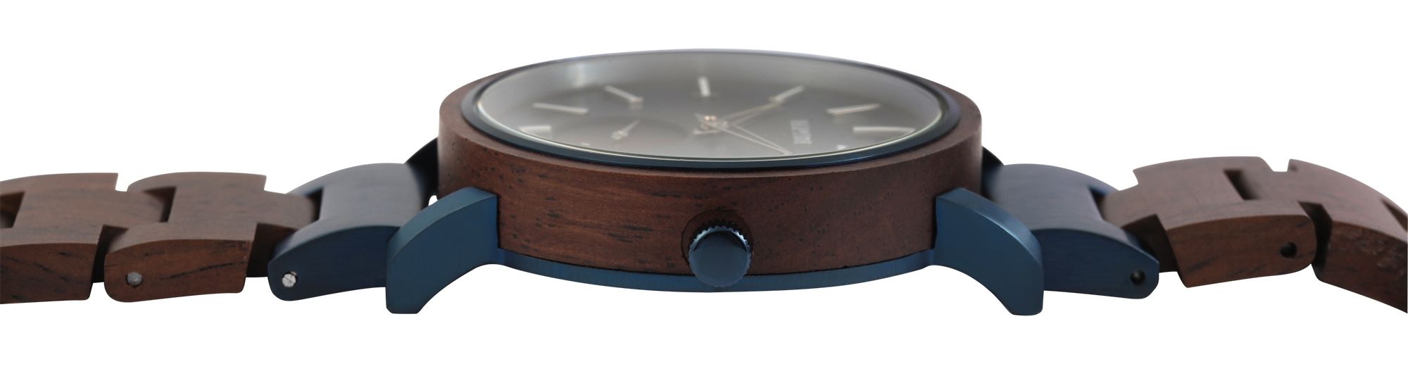 Raptor Herrenuhr "Birdy" aus Edelstahl mit Leadholz und dezentraler Sekunde