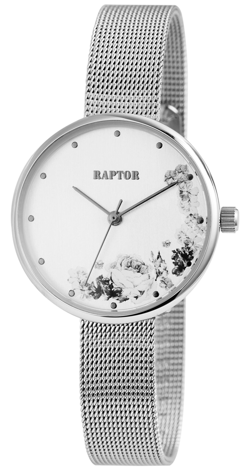 Raptor Damenuhr "Flower" mit Edelstahlband