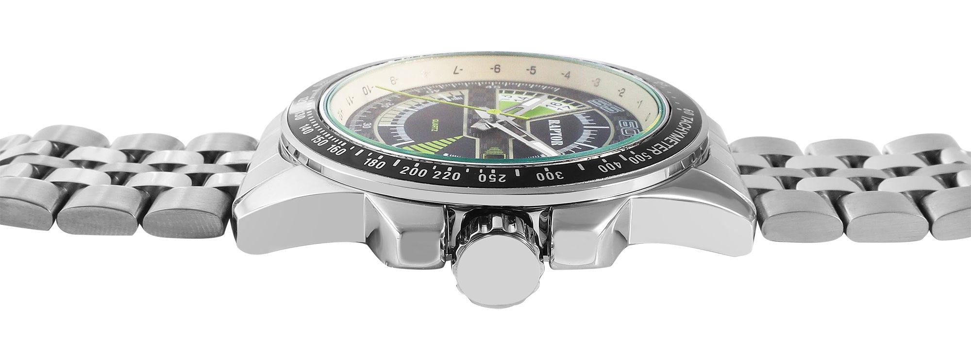 Raptor Herrenuhr "Elarian"mit Edelstahlarmband, Datumsanzeige, 5 ATM, silberfarben/schwarz