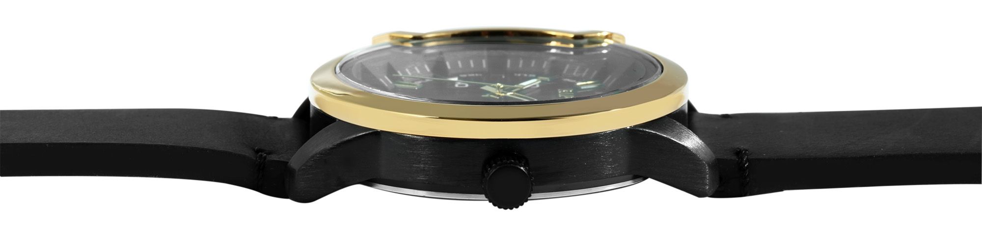 Raptor Herrenuhr "Davian" mit Echtlederarmband, Datumsanzeige, schwarz/goldfarben