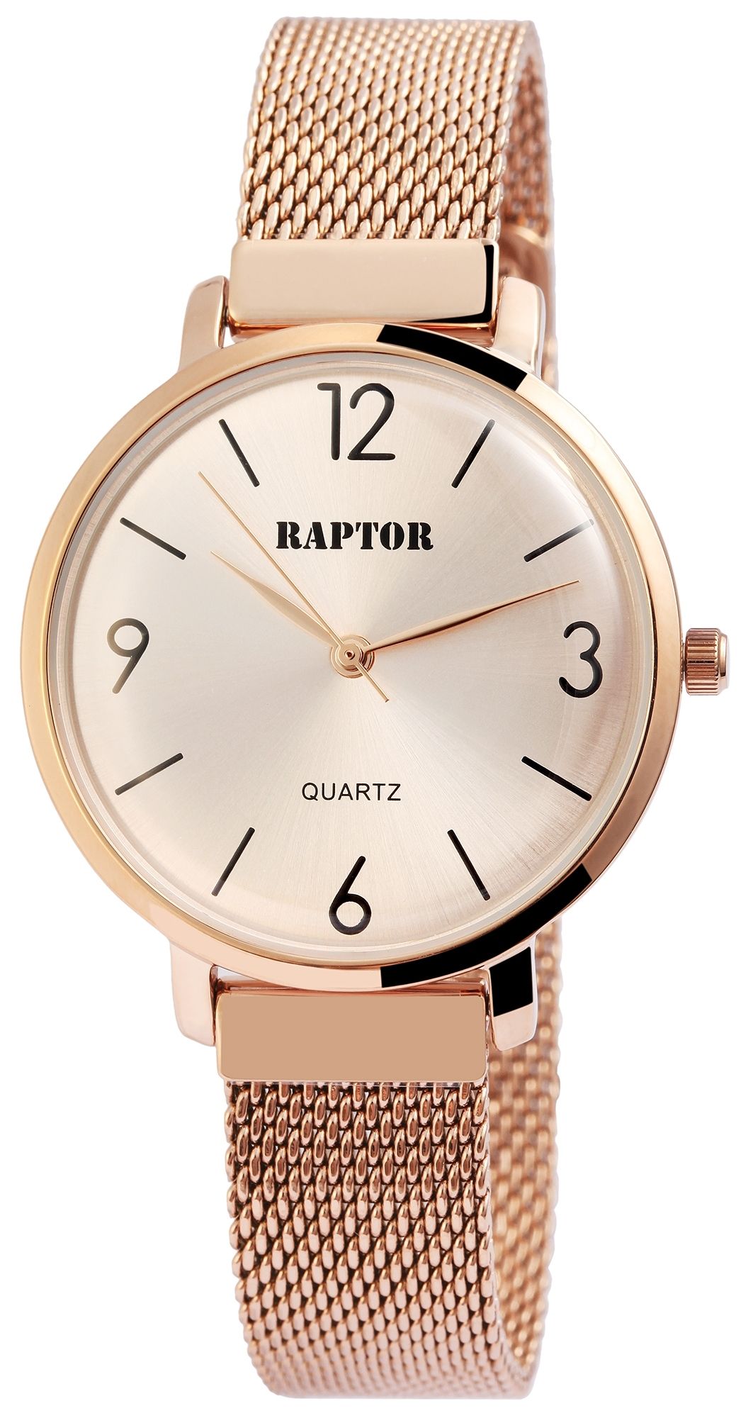 Raptor Damenuhr mit Milanaisearmband, Edelstahl, roségoldfarben