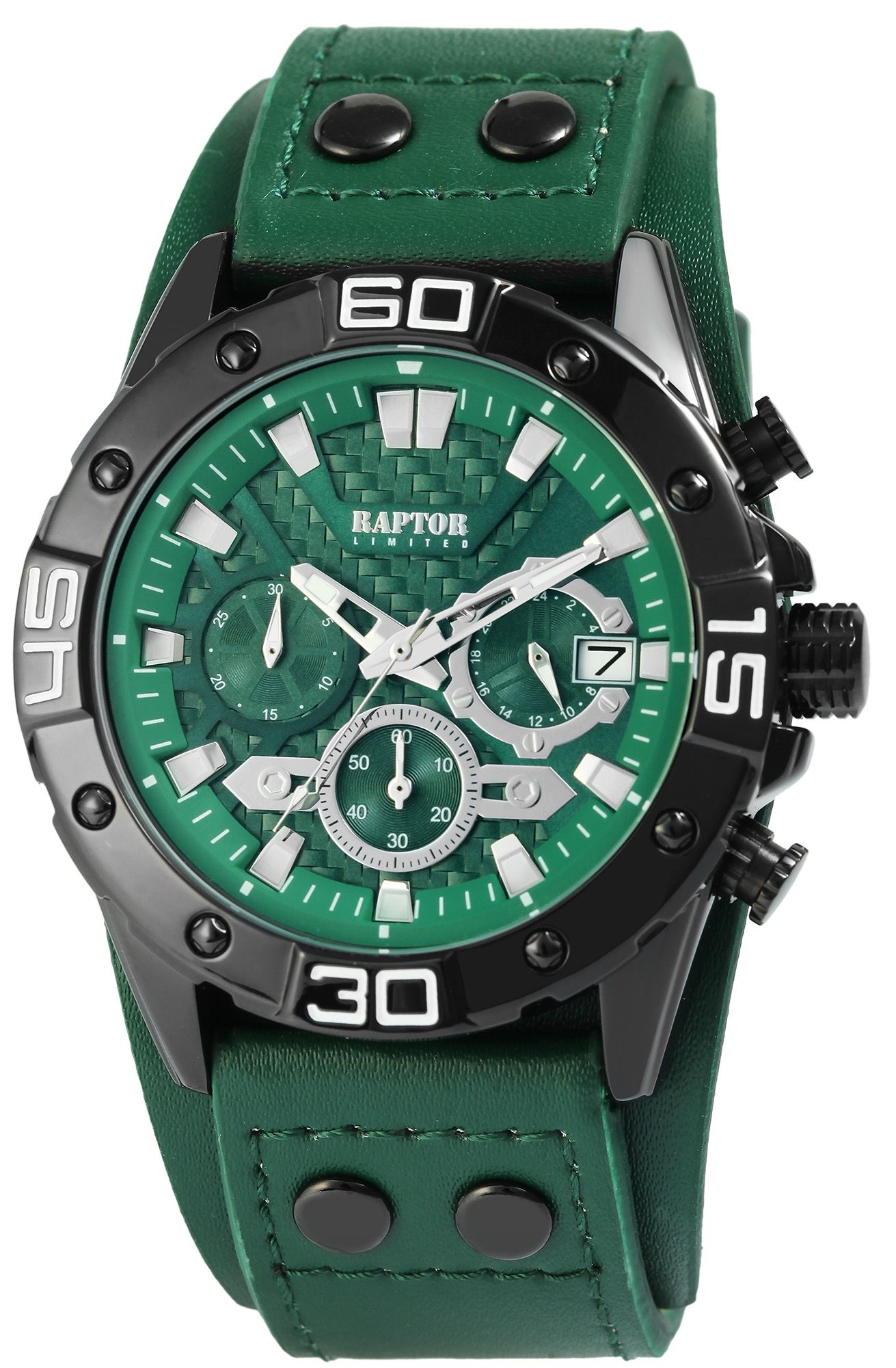 Raptor Limited Chronograph mit Echtlederband, grün