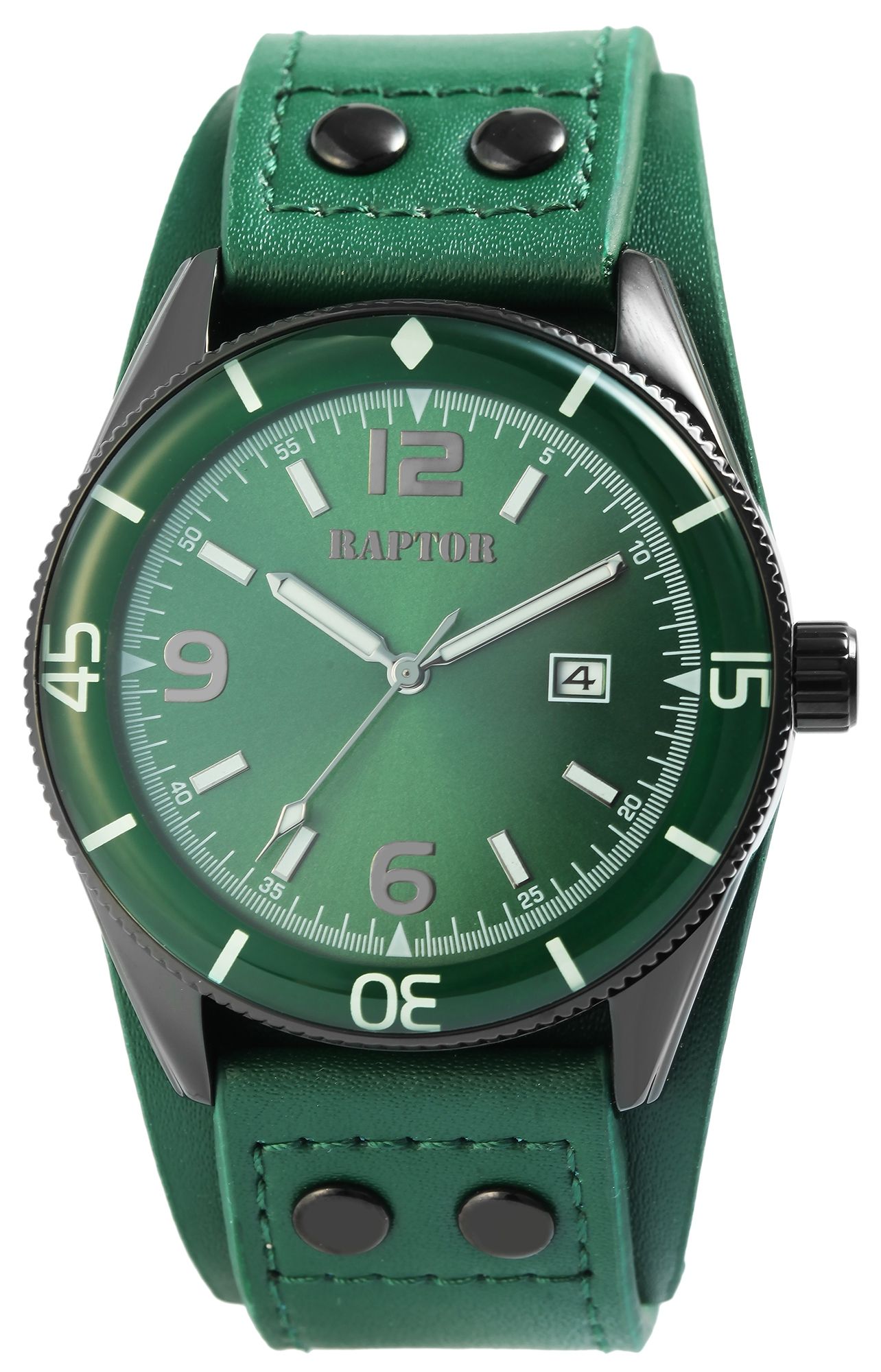 Raptor Herrenuhr "Gabin" Echtlederarmband, grün