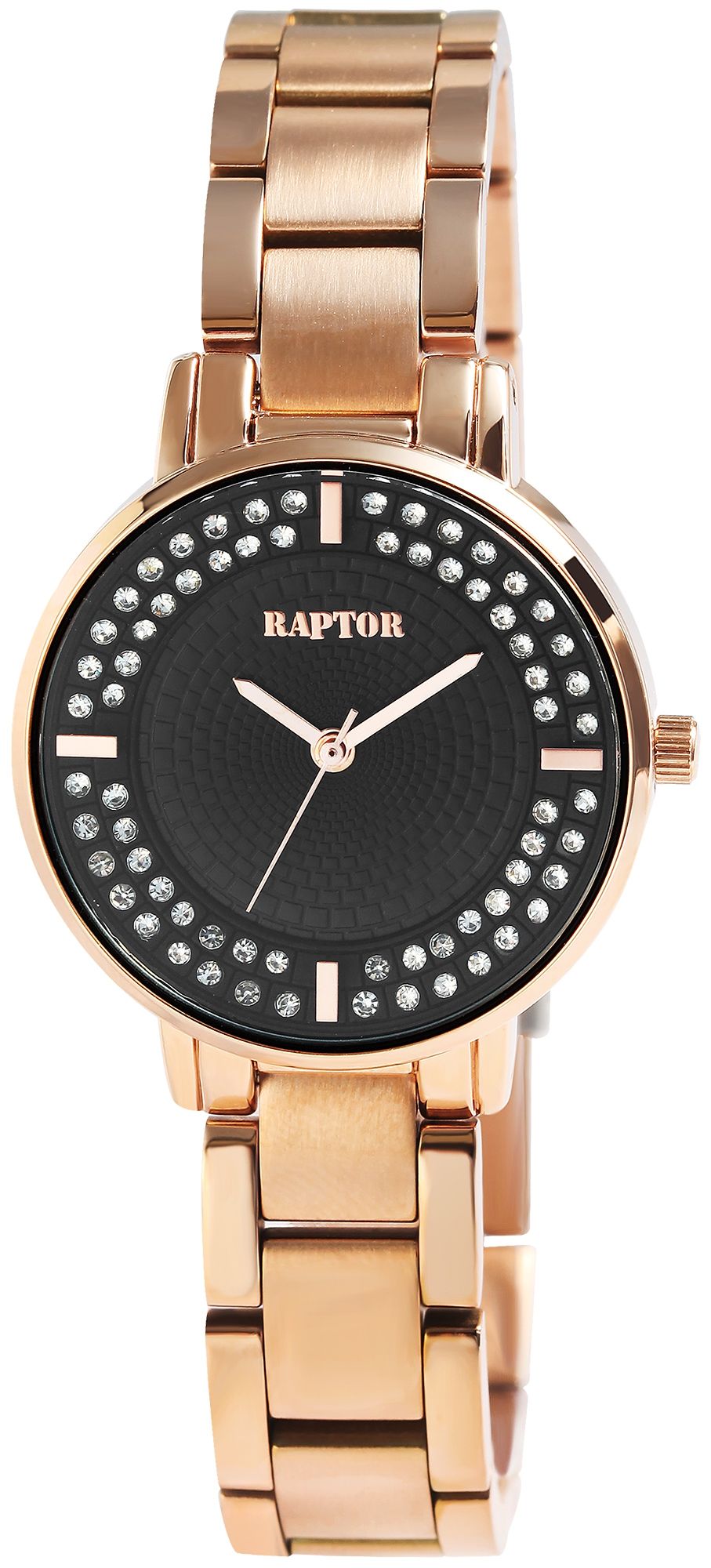 Raptor Damenuhr "Nahida" mit Edelstahlarmband, roségoldfarben/grau