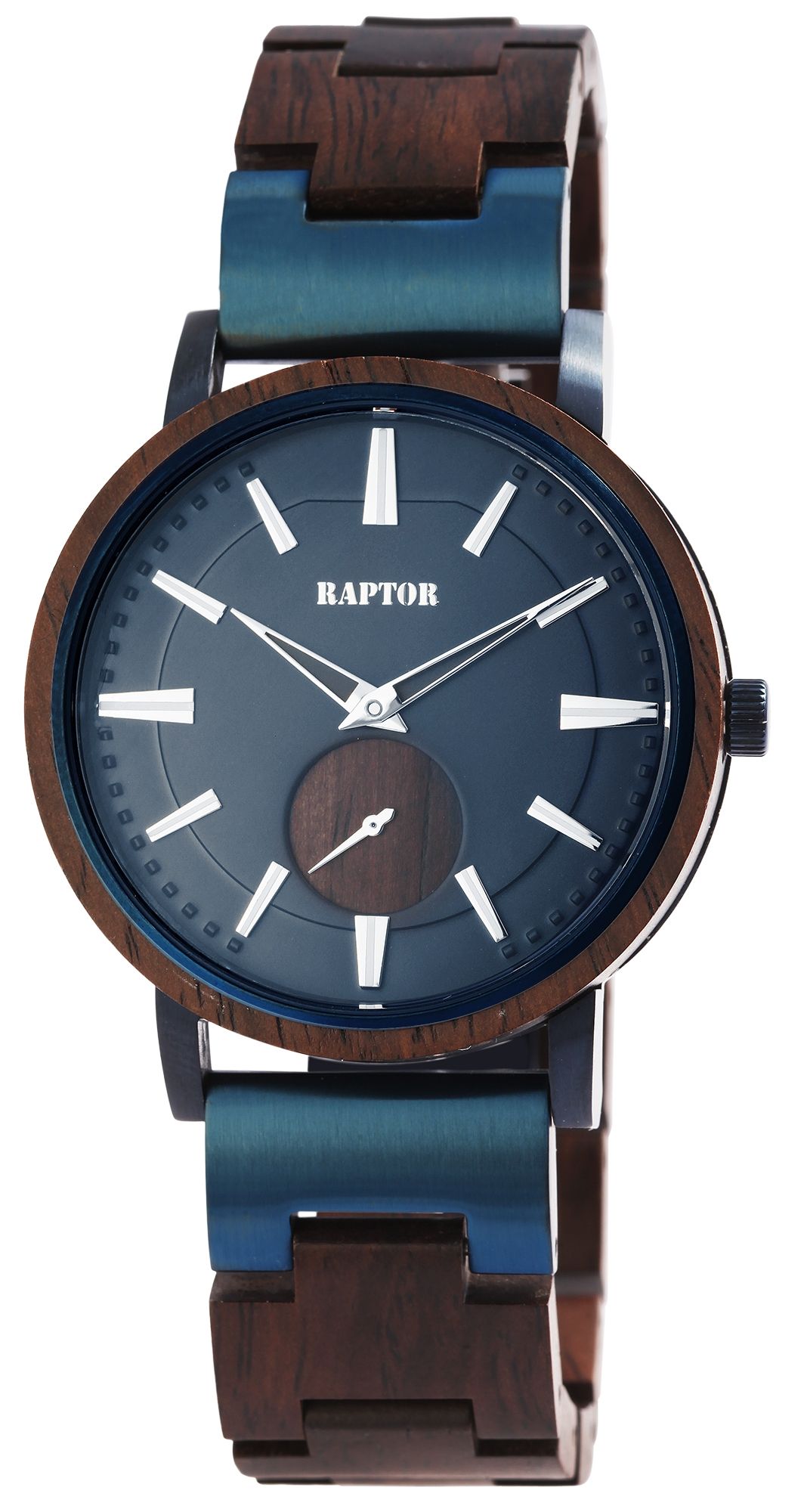 Raptor Herrenuhr "Birdy" aus Edelstahl mit Leadholz und dezentraler Sekunde