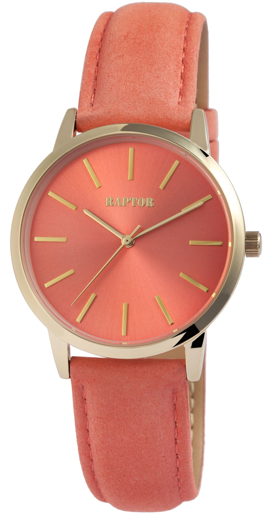 Raptor Damenarmbanduhr "Sunny" Echtlederarmband, goldfarben/altrosa