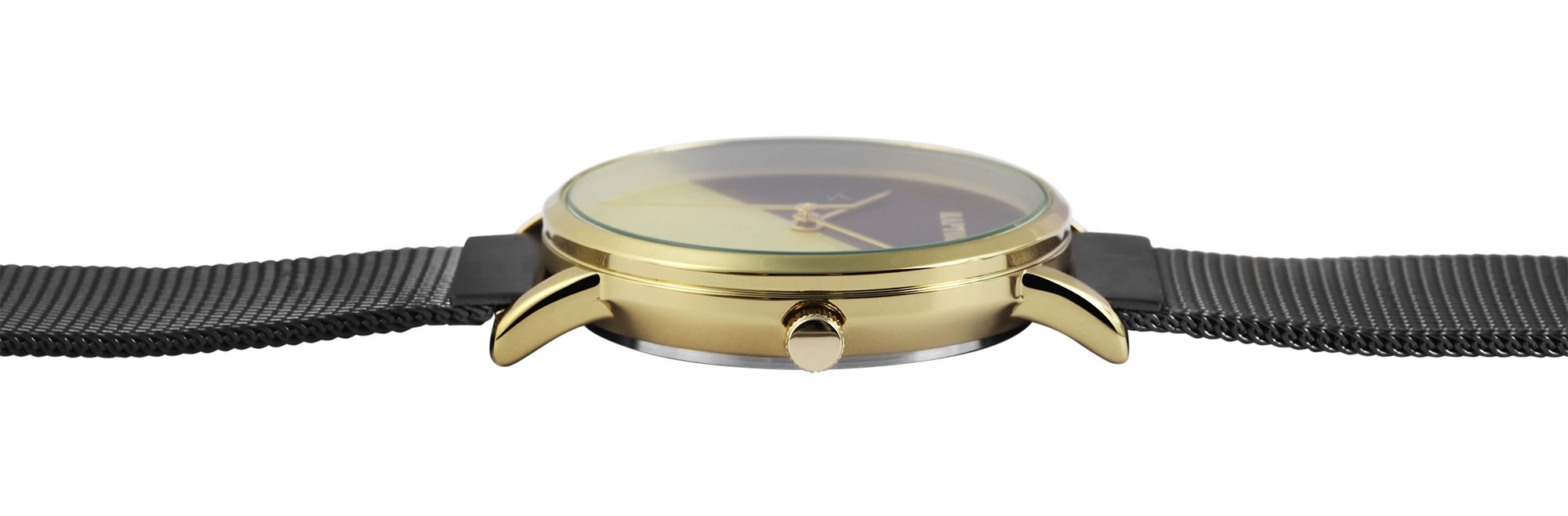 Raptor Damenarmbanduhr "Viatrix" Milanesearmband, zweifarbiges Zifferblatt, grau/goldfarben