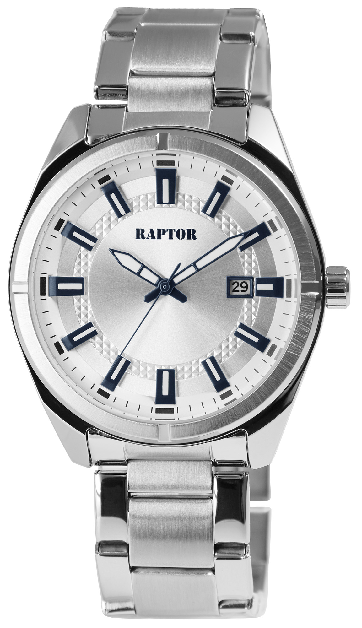 RAPTOR Herrenuhr "Nikolle" mit Edelstahlband Ø 44 mm, silberfarben