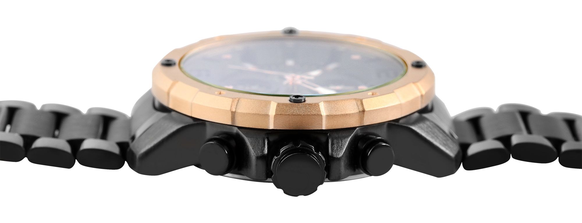 Raptor Limited Herrenchronograph "Soheil" mit Edelstahlarmband, schwarz/roségoldfarben