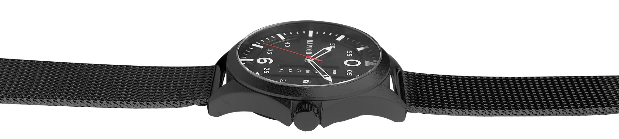 Raptor Herrenuhr "Zayn" mit Milanesearmband, schwarz