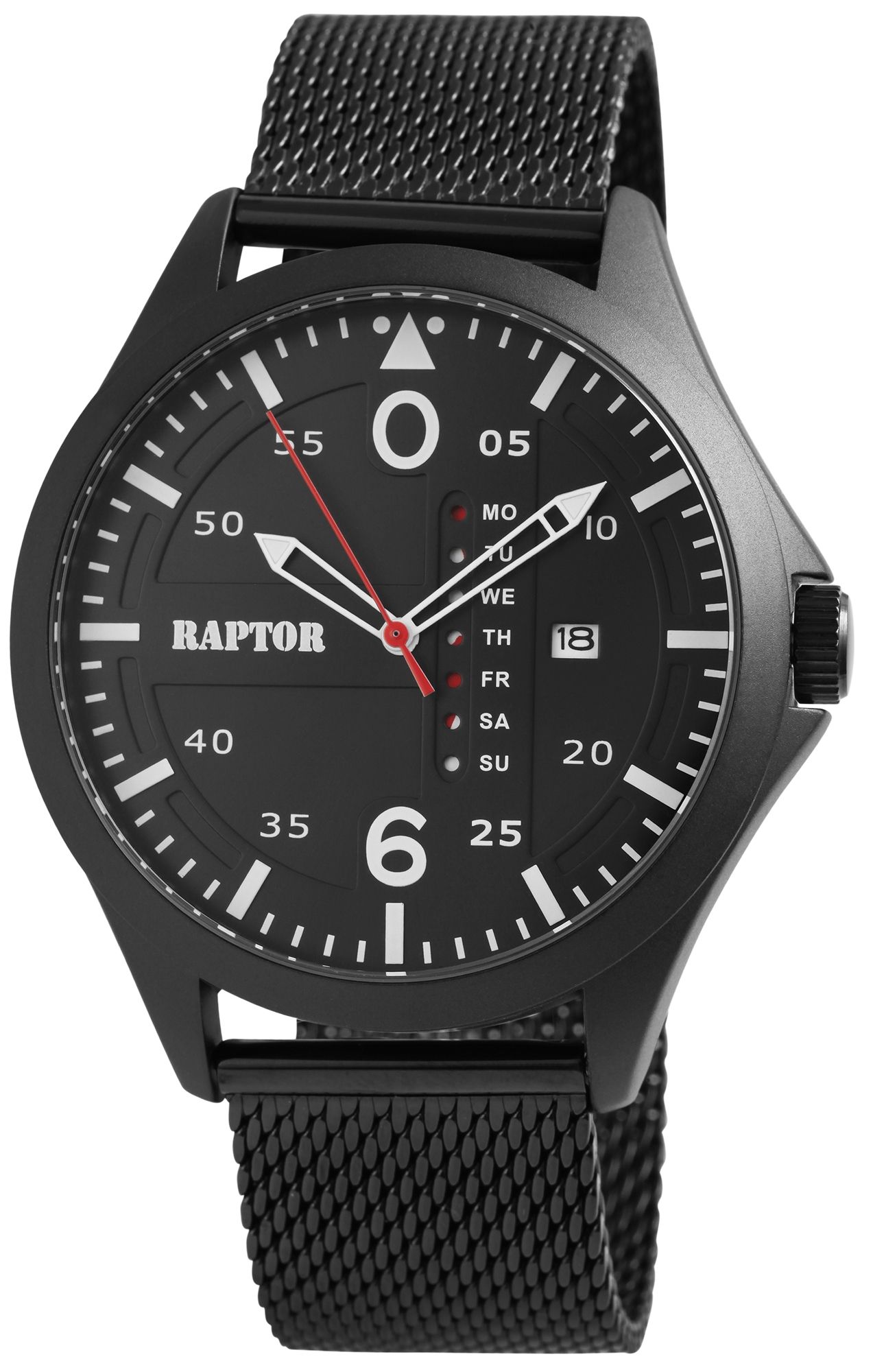 Raptor Herrenuhr "Zayn" mit Milanesearmband, schwarz