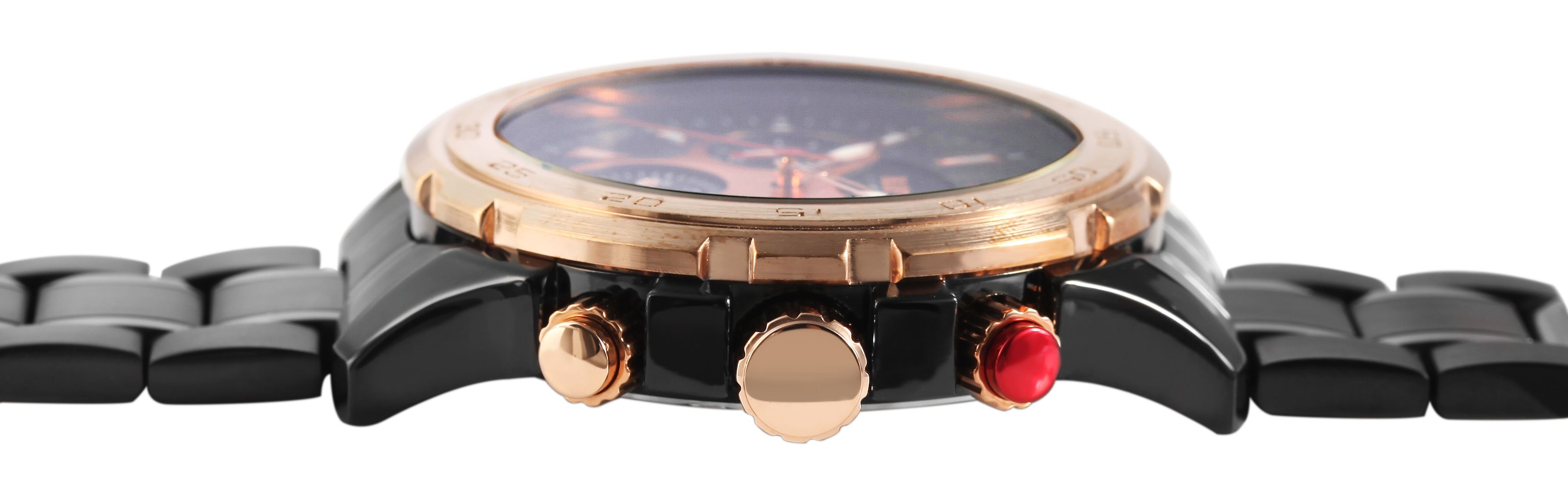 Raptor Limited Herrenuhr "Amir" mit Edelstahlarmband und Multifunktionsanzeige, schwarz/roségoldfarben