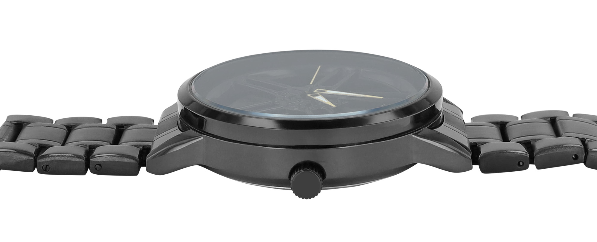 Raptor Herrenuhr "Kurt" mit rotierender Felge und Edelstahlband, Ø 42 mm, 3 ATM