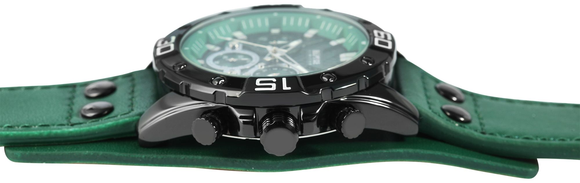 Raptor Limited Chronograph mit Echtlederband, grün