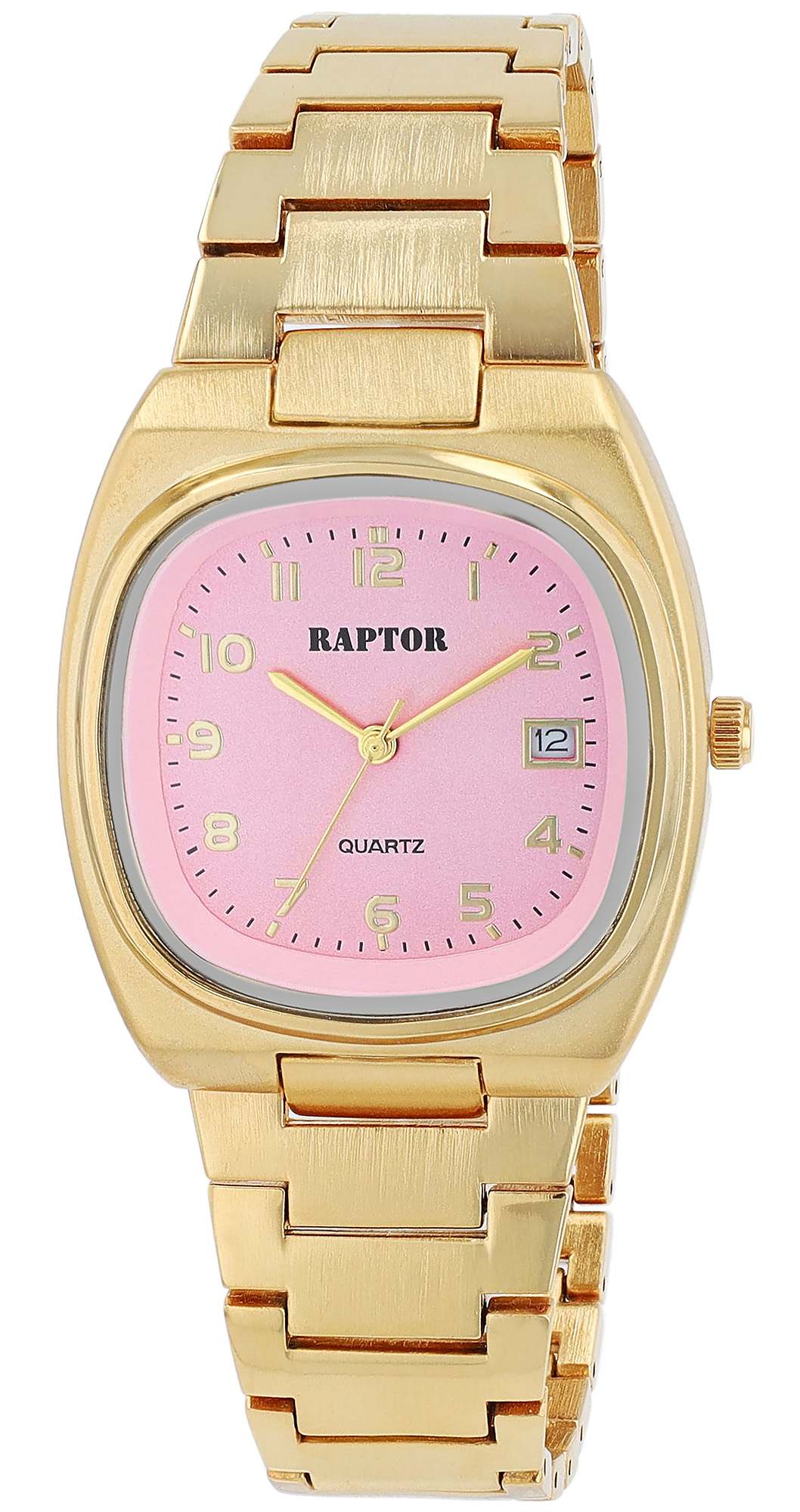 "Lina Mae" Raptor Damenuhr mit Edelstahlarmband, 3ATM, goldfarben/ Rosa