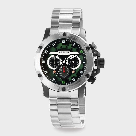 Raptor Limited men&#039;s chronograph &quot;Soheib&quot; with stainless steel bracelet