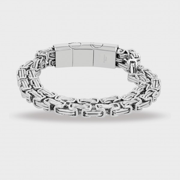 Raptor king chain bracelet with magnetic clasp, double row, 316L stainless steel, silver color