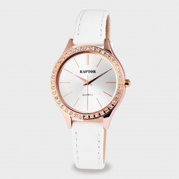 Raptor ladies&#039; watch &quot;Leyna&quot; with genuine leather upper side/ imitation leather strap underside