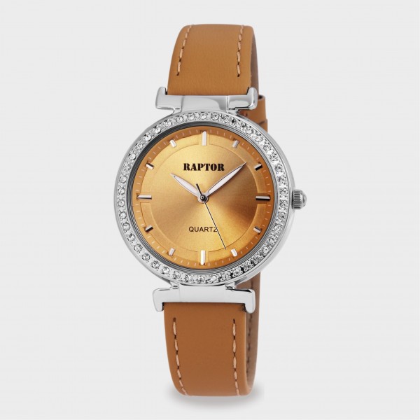 Raptor ladies&#039; watch “Muriell” with genuine leather upper side/ imitation leather strap underside